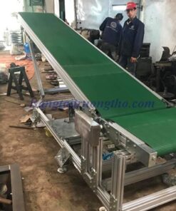 Băng tải PVC nâng hạ khung nhôm