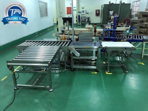 Băng tải con lăn inox, Pvc cân tải thùng